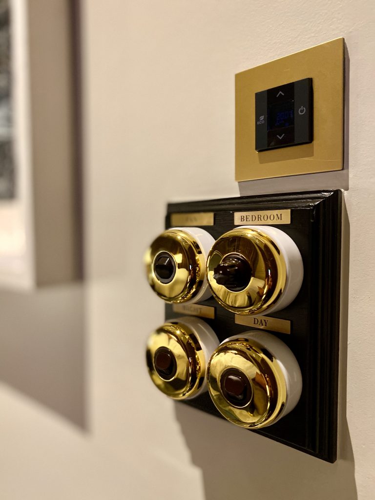 Gold Plated Light Switches in the Bedroom