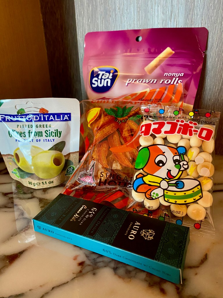 Snacks part of the complimentary minibar